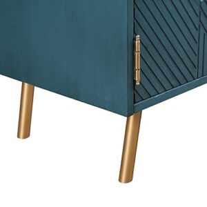 Savonnerie Accent Cabinet with Doors, Buffets & Sideboards with Drawers, Dark Teal, 28" L x 18" D x 32.5" H