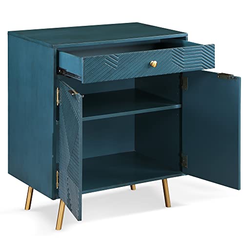 Savonnerie Accent Cabinet with Doors, Buffets & Sideboards with Drawers, Dark Teal, 28" L x 18" D x 32.5" H