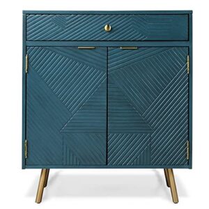 Savonnerie Accent Cabinet with Doors, Buffets & Sideboards with Drawers, Dark Teal, 28" L x 18" D x 32.5" H