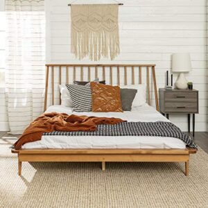 home accent furnishings queen modern wood spindle bed – caramel
