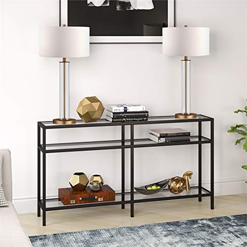 Henn&Hart 55" Wide Rectangular Console Table in Blackened Bronze, Entryway Table, Accent Table for Living Room, Hallway