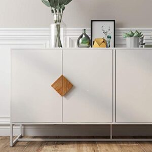 RASOO Buffet Cabinet White 4 Doors Modern Kitchen Buffet Storage Sideboard Cabinet Credenza Cabinet Cupboard with Adjustable Shelves