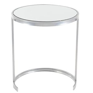 Deco 79 Metal Nesting Accent Table with Mirrored Glass Top, Set of 3 21", 19", 17"H, Silver