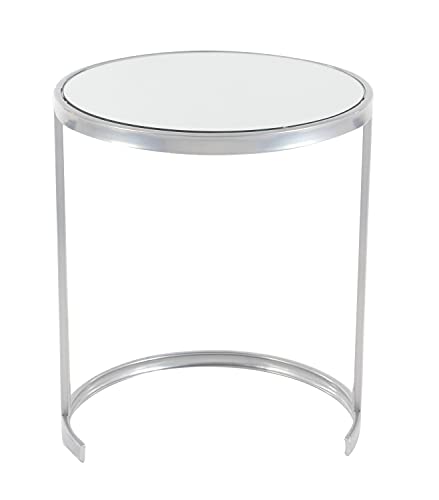 Deco 79 Metal Nesting Accent Table with Mirrored Glass Top, Set of 3 21", 19", 17"H, Silver