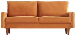dreamsir 58” mid century modern sofa, small love seats for small spaces, velvet couch with two storage bags, velvet sofa for living room & apartment (loveseat, ginger)