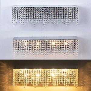 LUENFAT Crystal Bathroom-Light Fixtures Over Mirror, 24 in. Rectangular, Glam Mordern Style, Stainless Bathroom Vanity-Light Fixture with Sparking Clear Crystals