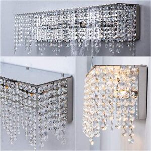 LUENFAT Crystal Bathroom-Light Fixtures Over Mirror, 24 in. Rectangular, Glam Mordern Style, Stainless Bathroom Vanity-Light Fixture with Sparking Clear Crystals