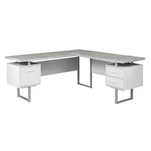 monarch specialties computer 70″l desk left or right facing – white / cement-look