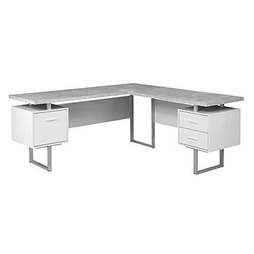 Monarch Specialties Computer 70"L Desk Left or Right Facing - White / Cement-Look