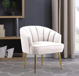 morden fort velvet barrel club chair accent armchair with golden legs for living room bedroom home office conner, white