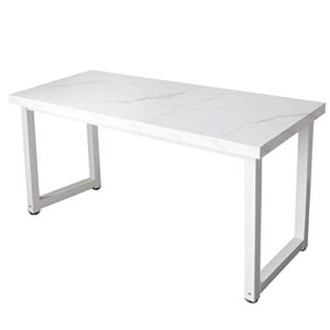 topsky 59″ big large computer office desk 1.88″ thickness desktop (white marble texture)