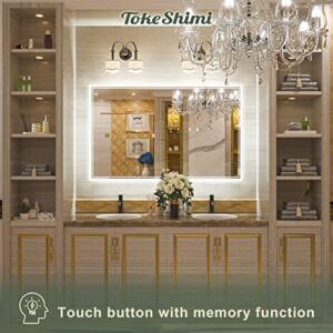 TokeShimi LED Bathroom Mirror Lighted Vanity Mirror, Large Backlit Mirror Anti Fog Wall Mounted Dimmable Makeup Mirror with Front Lights & Backlight(Horizontal&Vertical) (48 x 30 Inch)