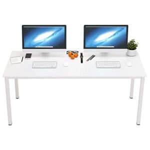 dlandhome 63 inches x-large computer desk, composite wood board school desk, decent and steady home office desk/workstation/table, bs1-160ww, white and white legs, 1 pack