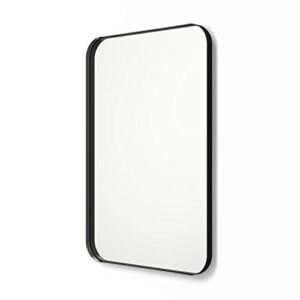 better bevel 30” x 40” black metal framed mirror | rounded rectangle bathroom wall mirror