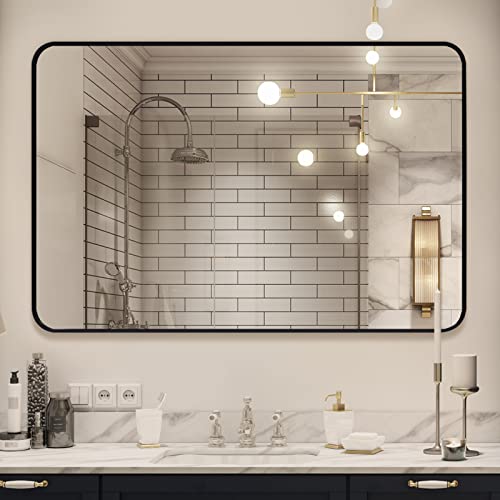 Wall Mirror 30x40 Inch Bathroom Mirror Wall-Mounted Mirror 40 x 30 Vanity Mirror for Vertical or Horizontal Hanging Rectangle Modern Mirror with Black Frame