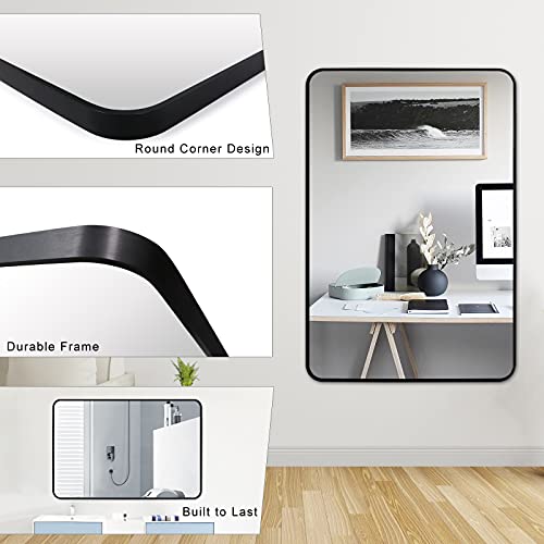 Wall Mirror 30x40 Inch Bathroom Mirror Wall-Mounted Mirror 40 x 30 Vanity Mirror for Vertical or Horizontal Hanging Rectangle Modern Mirror with Black Frame