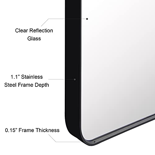 Wall Mirror 30x40 Inch Bathroom Mirror Wall-Mounted Mirror 40 x 30 Vanity Mirror for Vertical or Horizontal Hanging Rectangle Modern Mirror with Black Frame