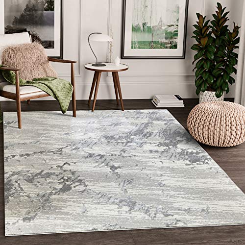 Abani Modern Grey Marble Pattern 7'9"x10'2" Turkish Area Rug Rugs Nova Collection - Stone Texture Design Eclectic Style Accent