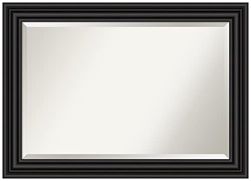 Amanti Art Beveled Bathroom Mirror (30 x 42 in.), Colonial Black Frame - Wall Mirror Black, Large