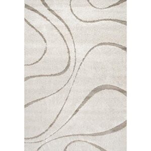 nuLOOM Carolyn Cozy Soft & Plush Shag Area Rug, 5 ft 3 in x 7 ft 6 in, Cream