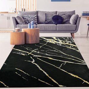 antep rugs babil gold 4×6 marble abstract modern indoor area rug (black, 3’11” x 5’11”)