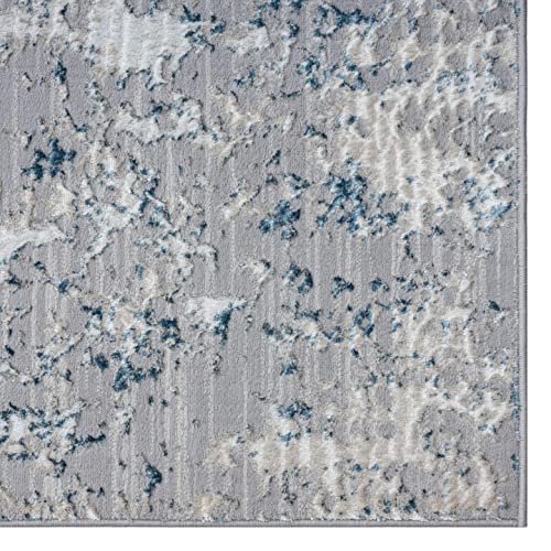 LUXE WEAVERS Florance Collection 86572 Blue Modern Area Rug 8x10, Abstract Stain Resistant Rug