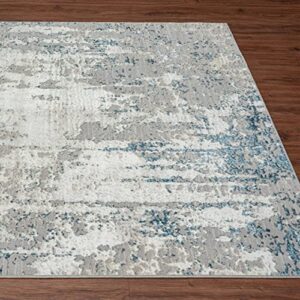 LUXE WEAVERS Florance Collection 86572 Blue Modern Area Rug 8x10, Abstract Stain Resistant Rug