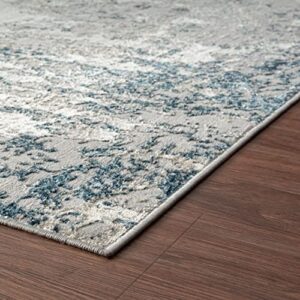 LUXE WEAVERS Florance Collection 86572 Blue Modern Area Rug 8x10, Abstract Stain Resistant Rug