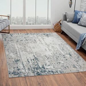 LUXE WEAVERS Florance Collection 86572 Blue Modern Area Rug 8x10, Abstract Stain Resistant Rug