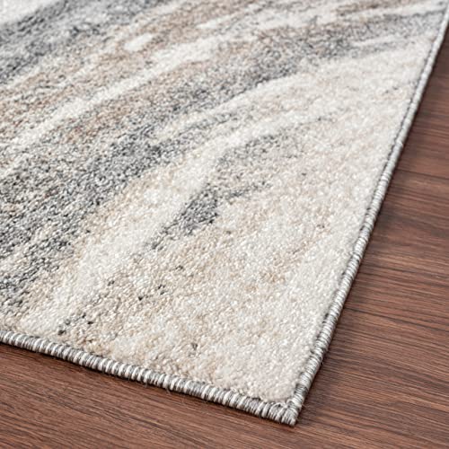 LUXE WEAVERS Rug – Art Deco Living Room Carpet with Marble Swirl – Persian Area Rugs for Modern Home Décor, Soft Luxury Rug, Stain-Resistant, Medium Pile, Jute Backing, Grey / 5’ x 7’