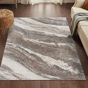 LUXE WEAVERS Rug – Art Deco Living Room Carpet with Marble Swirl – Persian Area Rugs for Modern Home Décor, Soft Luxury Rug, Stain-Resistant, Medium Pile, Jute Backing, Grey / 5’ x 7’