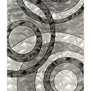 GLORY RUGS Area Rug Modern 5x7 Grey Black Circles Geometry Soft Hand Carved Contemporary Floor Carpet Fluffy Texture for Indoor Living Dining Room and Bedroom Area