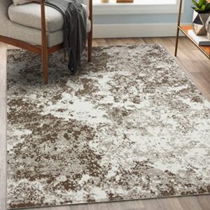 luxe weavers 6097 abstract marble modern area rug, brown/size 5 x 7