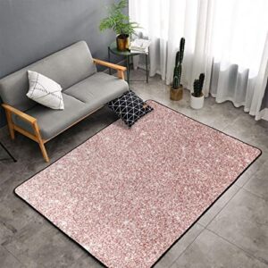 soft area rug for living room,rose gold glitter texture pink red sparkling shiny wrapping,large floor carpets mat non slip washable luxury area runner rugs for bedroom kids room 4’x6′