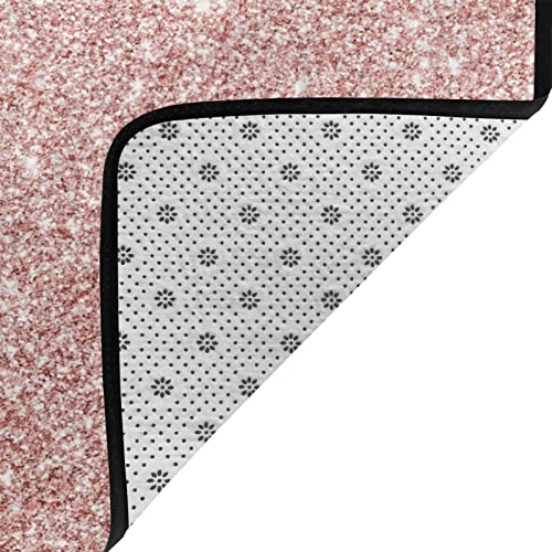 Soft Area Rug for Living Room,Rose Gold Glitter Texture Pink Red Sparkling Shiny Wrapping,Large Floor Carpets Mat Non Slip Washable Luxury Area Runner Rugs for Bedroom Kids Room 4'x6'