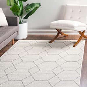 Unique Loom Trellis Frieze Collection Area Rug - Geometric (5' 1" x 8', Ivory/ Gray)