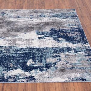 LUXE WEAVERS Modern Area Rugs with Abstract Patterns 7681 – Medium Pile Area Rug, Dark Blue, Light Blue / 4 x 5