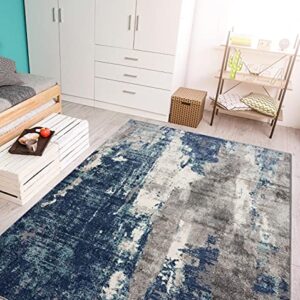 LUXE WEAVERS Modern Area Rugs with Abstract Patterns 7681 – Medium Pile Area Rug, Dark Blue, Light Blue / 4 x 5