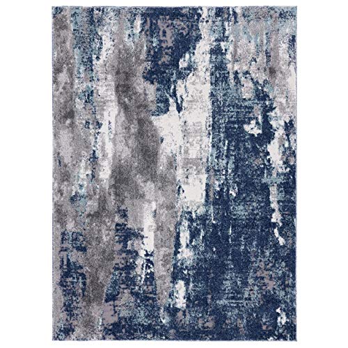 LUXE WEAVERS Modern Area Rugs with Abstract Patterns 7681 – Medium Pile Area Rug, Dark Blue, Light Blue / 4 x 5