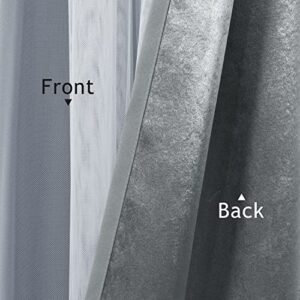 BONZER White Sheer Tulle Overlay Blackout Curtains Grommet Top Mix and Match Curtains for Living Room, Cloud Grey, 52x84 Inch, Set of 2 Panels