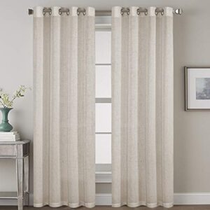 h.versailtex living room linen curtains home decorative nickel grommet curtains privacy added energy saving light filtering window treatments draperies for bedroom, angora, 2 panels, 52 x 84 – inch