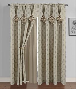 glory rugs 2pc curtain set with panel attached valance and backing 55″x84″ each ragad collection
