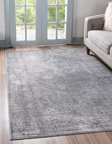 Rugs.com Oregon Collection Rug – 4' x 6' Gray Low-Pile Rug Perfect for Living Rooms, Large Dining Rooms, Open Floorplans