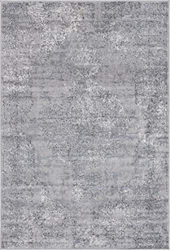 Rugs.com Oregon Collection Rug – 4' x 6' Gray Low-Pile Rug Perfect for Living Rooms, Large Dining Rooms, Open Floorplans