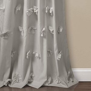 Lush Decor Riley Window Curtain Sheer Ruffled Textured Bow Window Panel for Living, Dining Room, Bedroom (Single), 54"W x 84"L, Light Gray