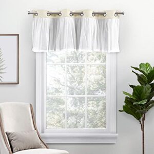 exclusive home catarina layered room darkening blackout and sheer grommet top valance, 52″x18″, sand