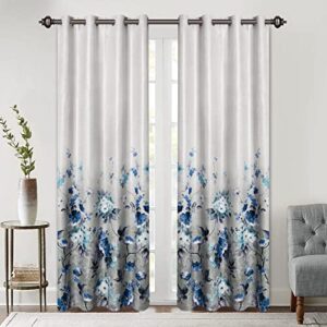 mysky home blackout curtains for living room darkening thermal insulated 95 inch long light blocking grommet linen curtains for bedroom, purple vintage classical floral printing, 1 panel