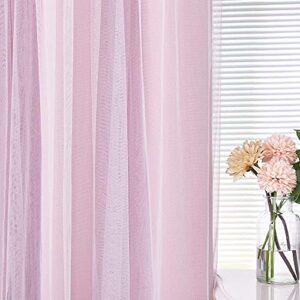 PONY DANCE Bedroom Curtains Sheer Overlay - Pink Curtains Mix & Match with White Sheer Drapes Elegant for Girls Room Darkening, 52" x 95", Light Pink, 2 PCs