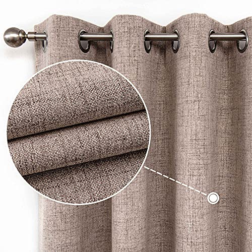 CUCRAF Full Blackout Curtains Energy Efficient with Coating Back,100% Sun Blocking Curtains for Bedroom,Thermal Insulated Window Drapes for Living Room,2 Panels(52 x 63 inches, Light Khaki)