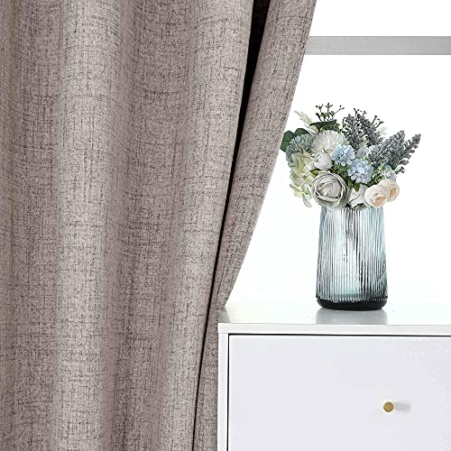 CUCRAF Full Blackout Curtains Energy Efficient with Coating Back,100% Sun Blocking Curtains for Bedroom,Thermal Insulated Window Drapes for Living Room,2 Panels(52 x 63 inches, Light Khaki)